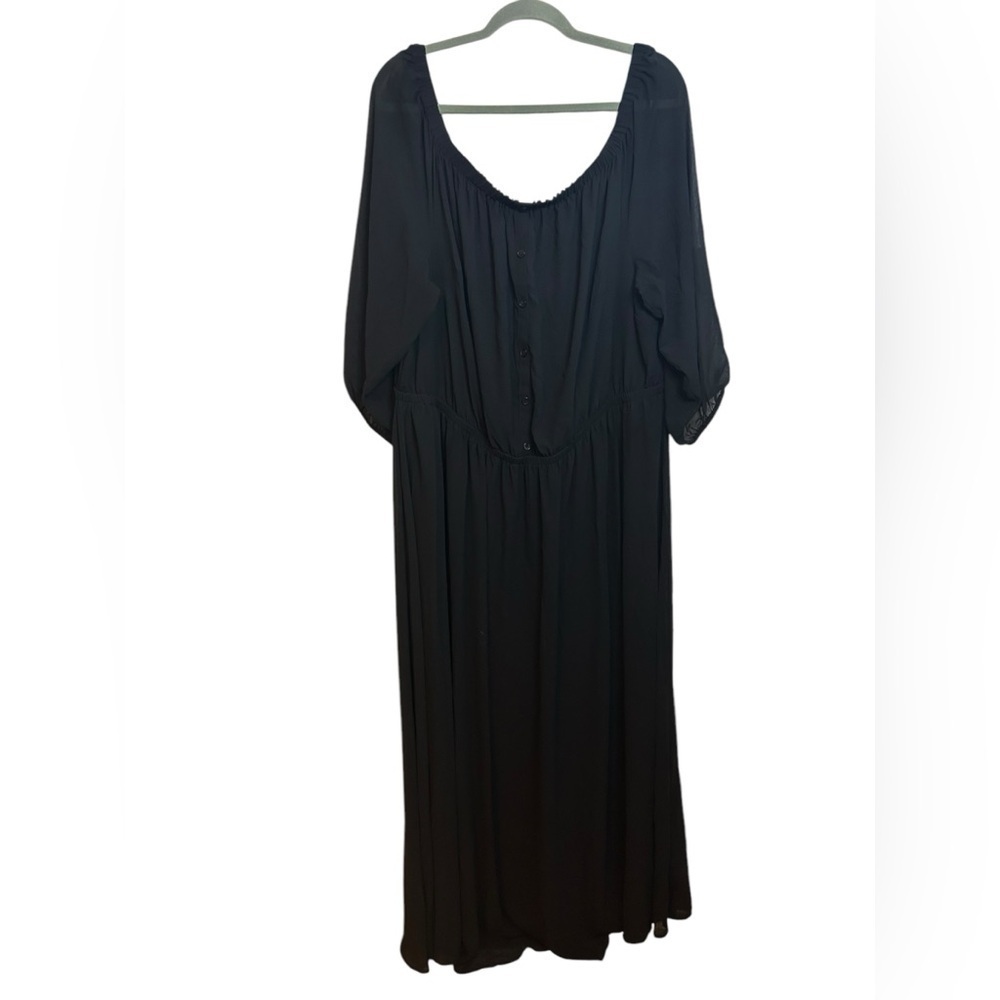 Lane Bryant Black Button Front Maxi Dress